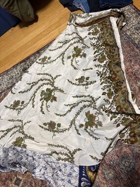 Reverse-able silky maxi skirt  with side tie. One size fits all!